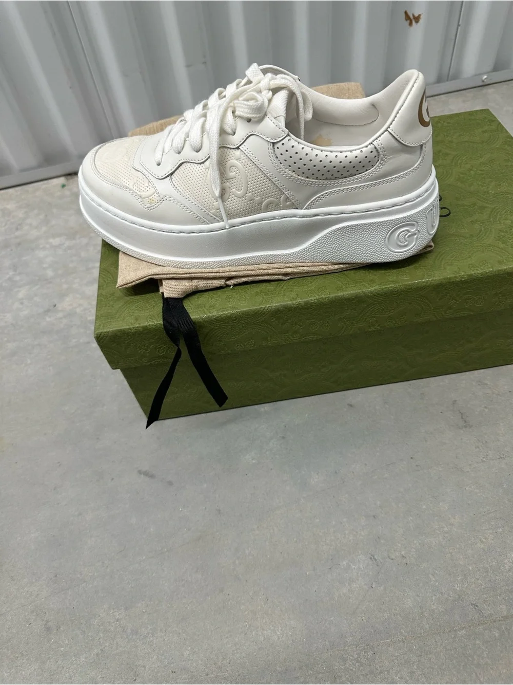 Gucci women’s Cream/White Platform Sneakers - Picture 1 of 8